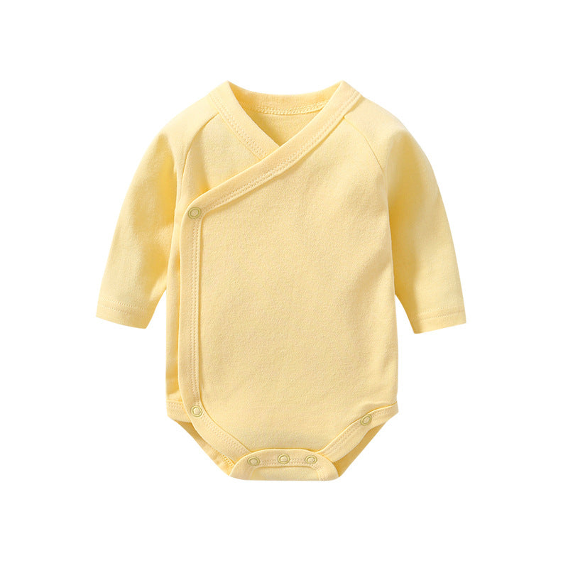 Baby Multi Color Bias Placket With Slanting Button Long Sleeve Onesies-12
