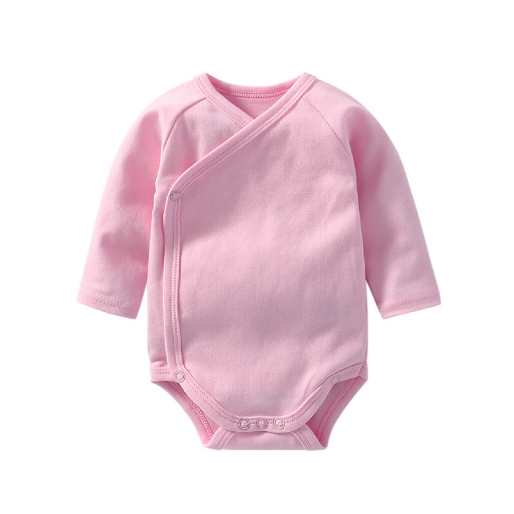 Baby Multi Color Bias Placket With Slanting Button Long Sleeve Onesies-10