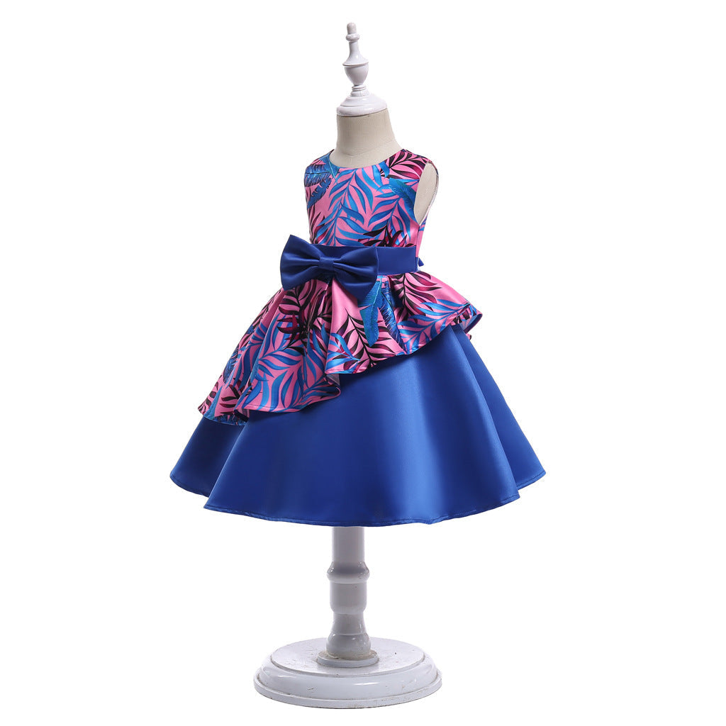 Baby Girl Floral Pattern Bow Tie Princess Tutu Dress Formal Dress-7