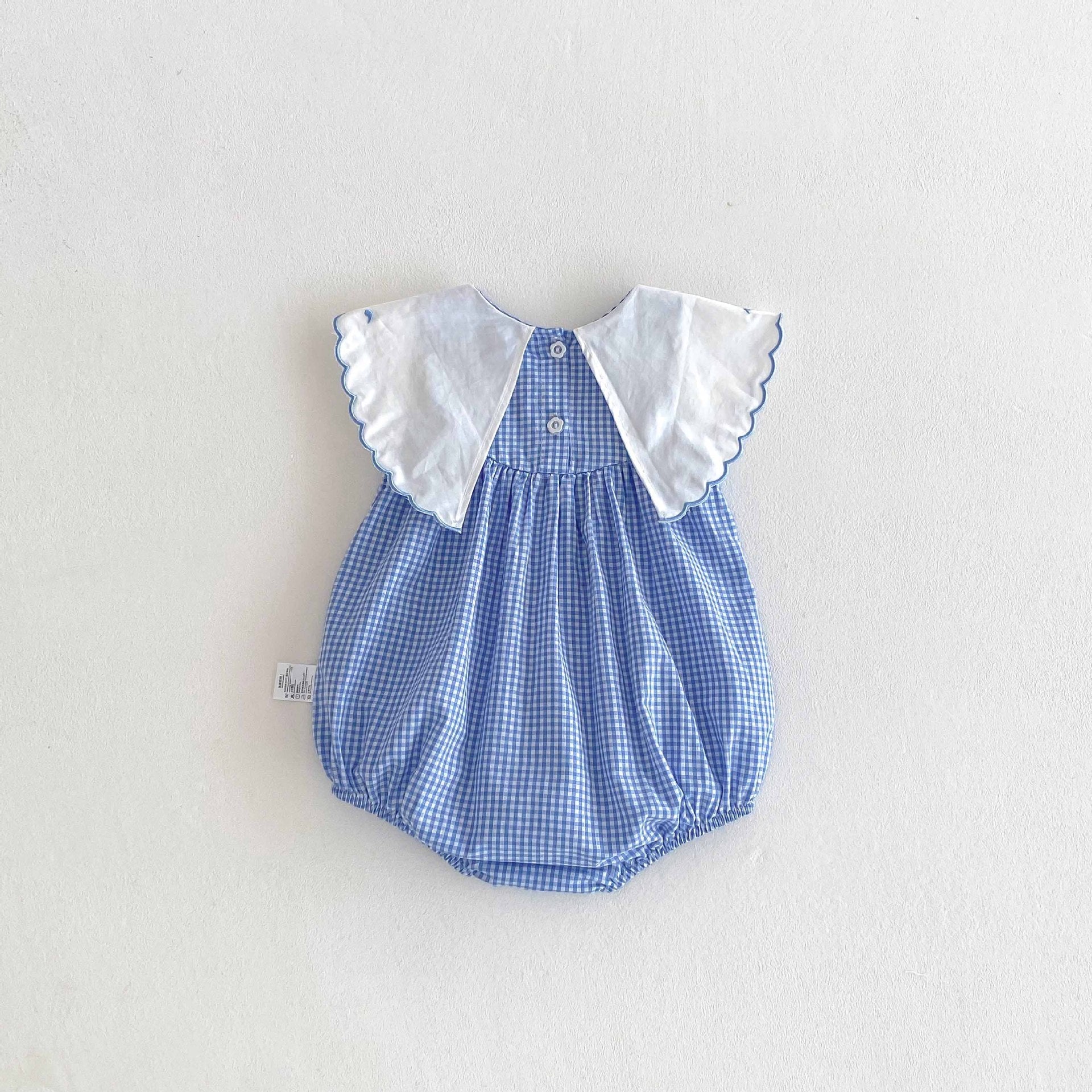 Summer Arrival Baby Girls Cute Plaid Sleeveless Ducks Pattern Onesies-1