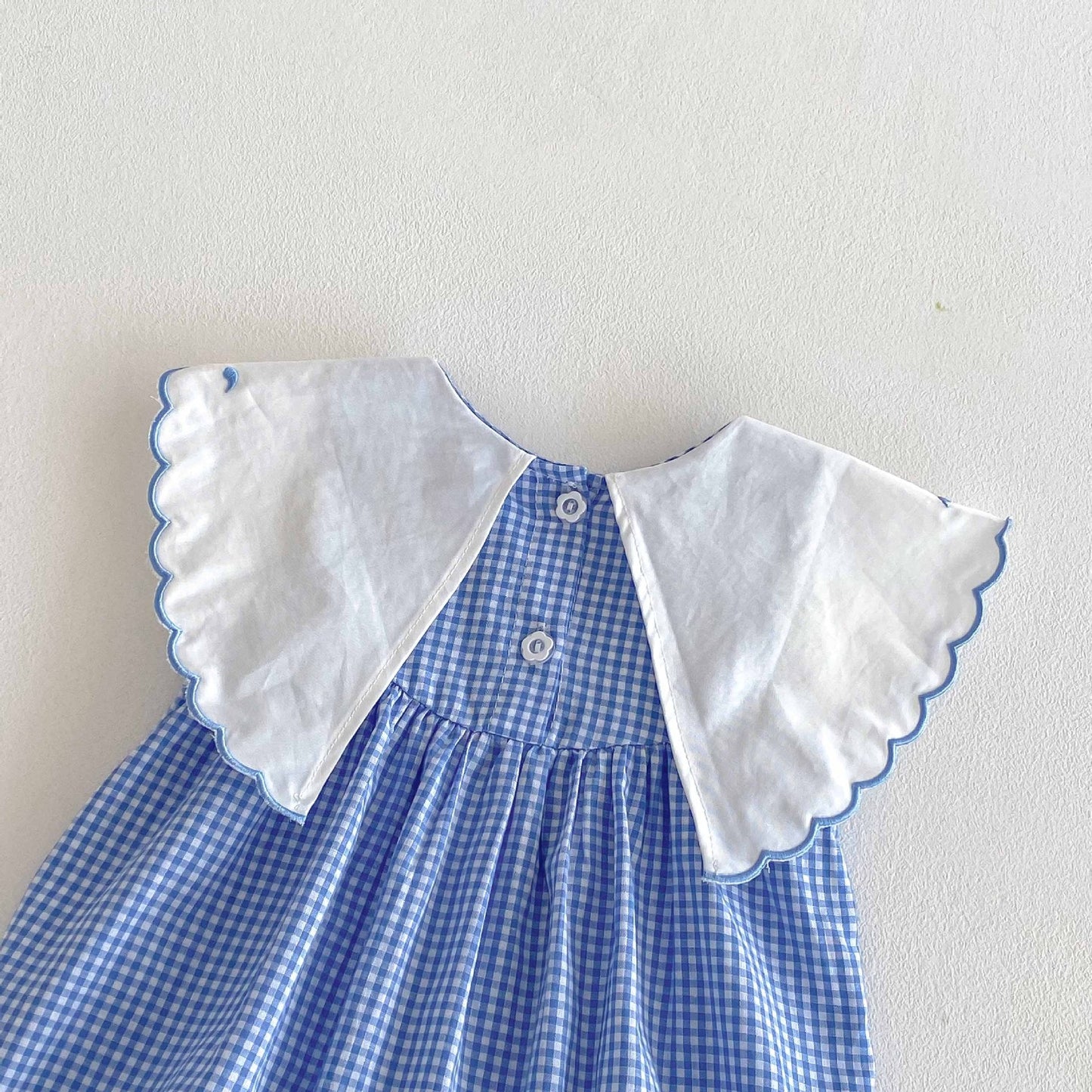 Summer Arrival Baby Girls Cute Plaid Sleeveless Ducks Pattern Onesies-3