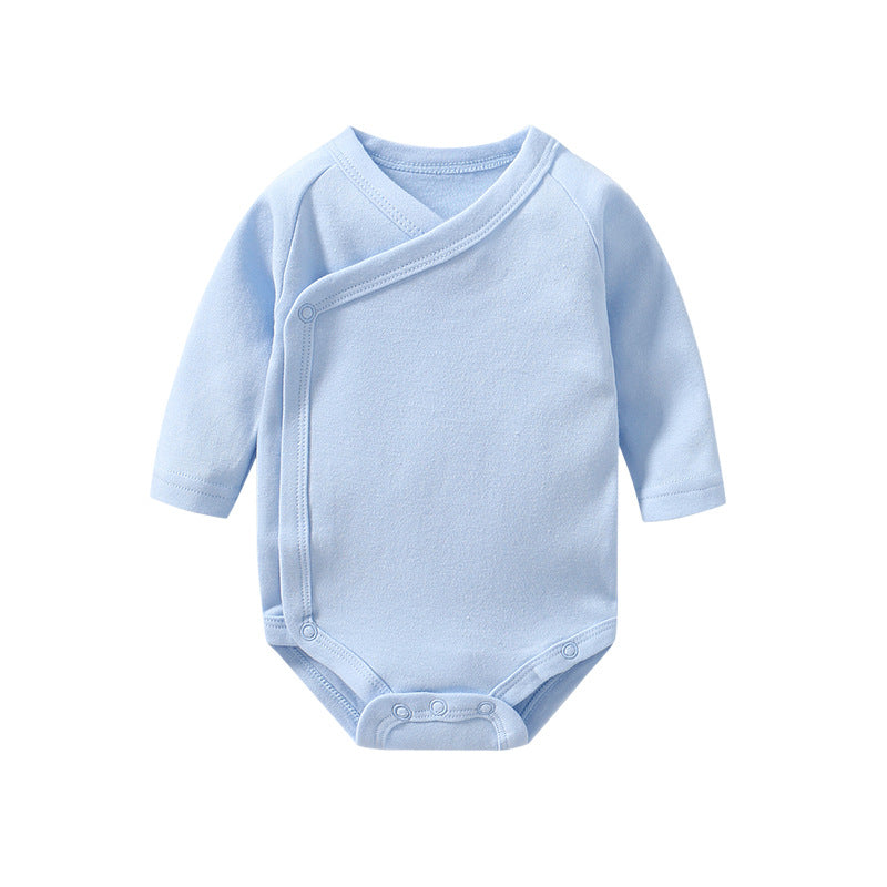 Baby Multi Color Bias Placket With Slanting Button Long Sleeve Onesies-8